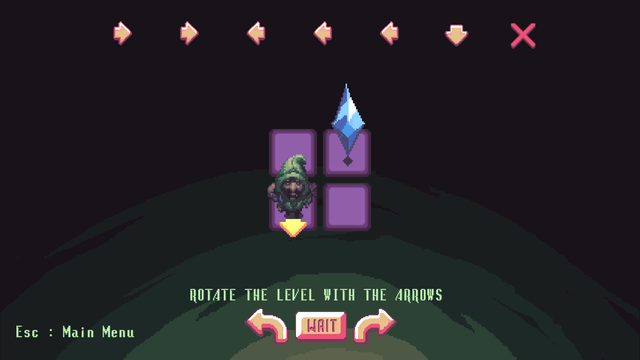 First level of NecroTwiser, 4 tiles arranged in a grid. The player must rotate the grid to reach the diamond tile.