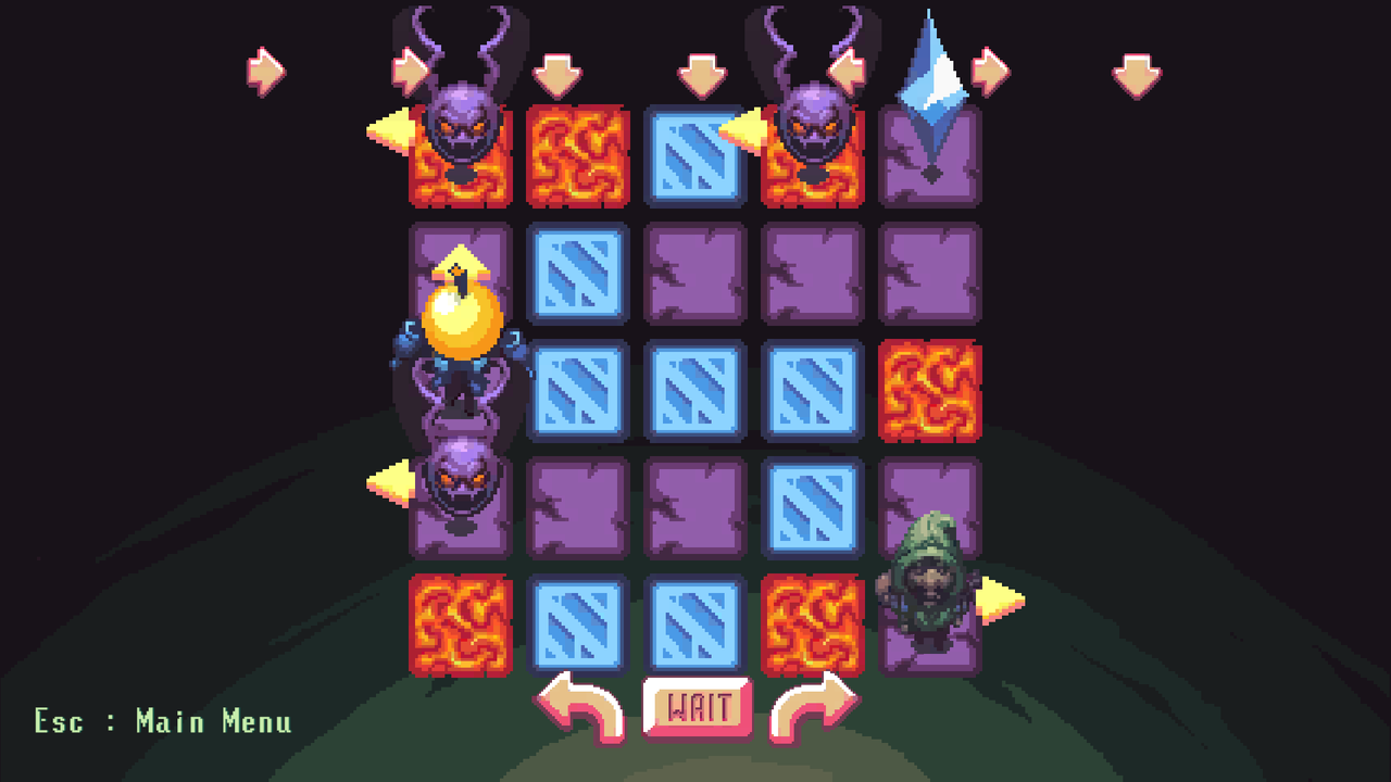 A more advanced level, with a variety of enemies and tiles each with their own unique mechanics..