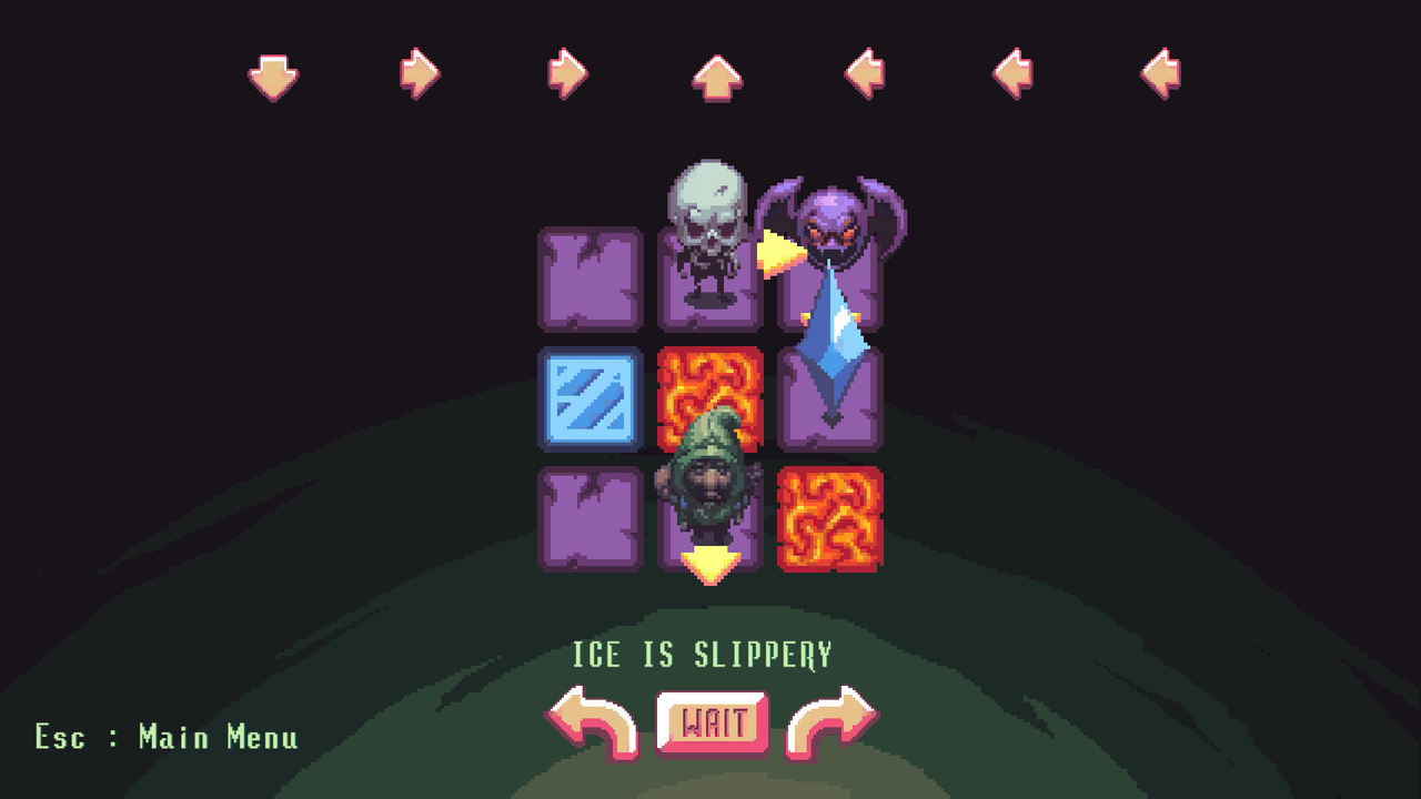 A 3x3 level featuring 2 enemies and lava/ice tiles.
